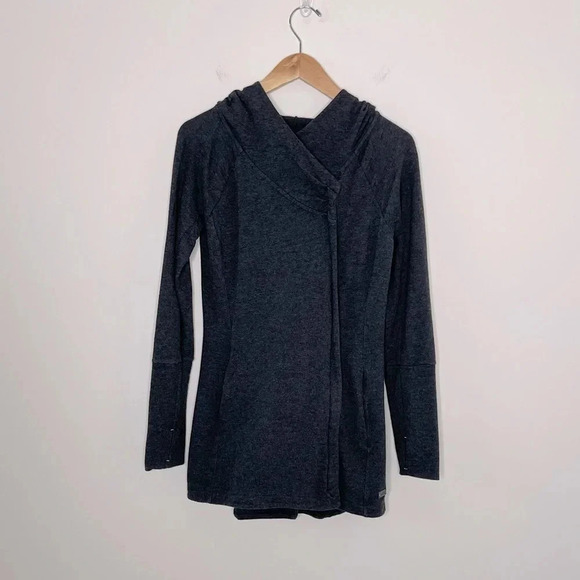 The North Face Asymmetrical Hooded Cinched back Sweater jacket yoga comfy - Picture 1 of 11